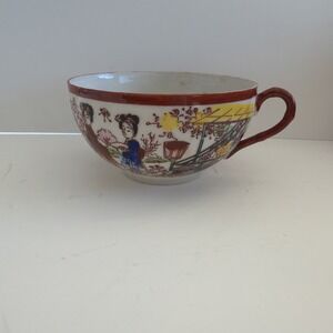 Vintage Early 1900s‎ Japanese Geisha Eggshell Porcelain Tea Cup Kutani Style